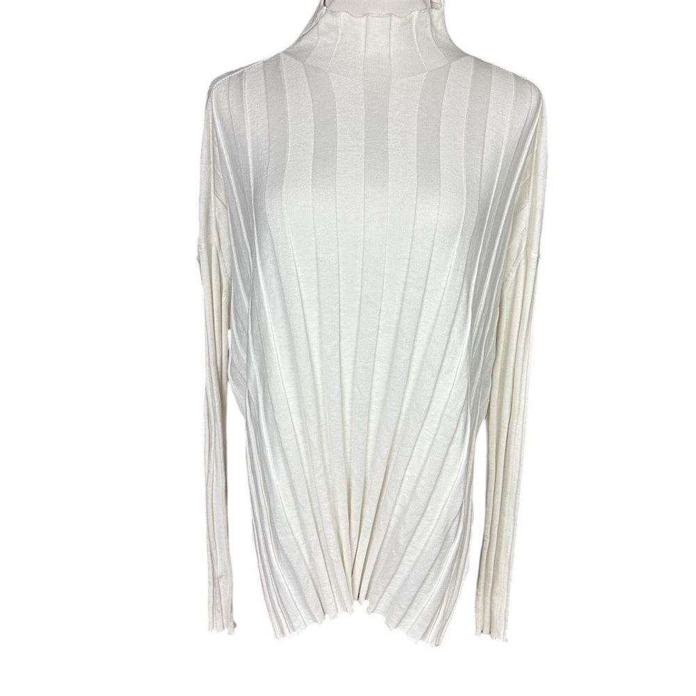 Roucha Women's Ivory High Neck Tosha Sweater Pleated Sweater Size C